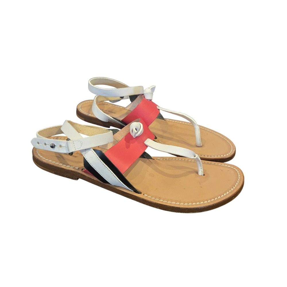 Rag & Bone Singrid Leather Colorblock Flat Sandals Ankle Strap Size 38 Luxury